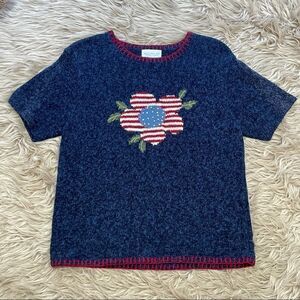 American flag knitted Monterey bay linen blend sweater